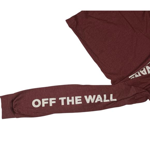 Vans Long Sleeve T-Shirt Maroon Heather Checkerboard Logo Off The Wall Medium - Picture 9 of 11